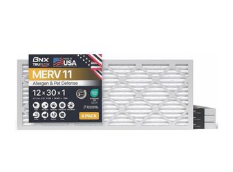 BNX TruFilter 12x30x1 Air Filter MERV 11 (4-Pack) - MADE IN USA - Allergen Defense Electrostatic Pleated Air Conditioner HVAC AC Furnace Filters for A