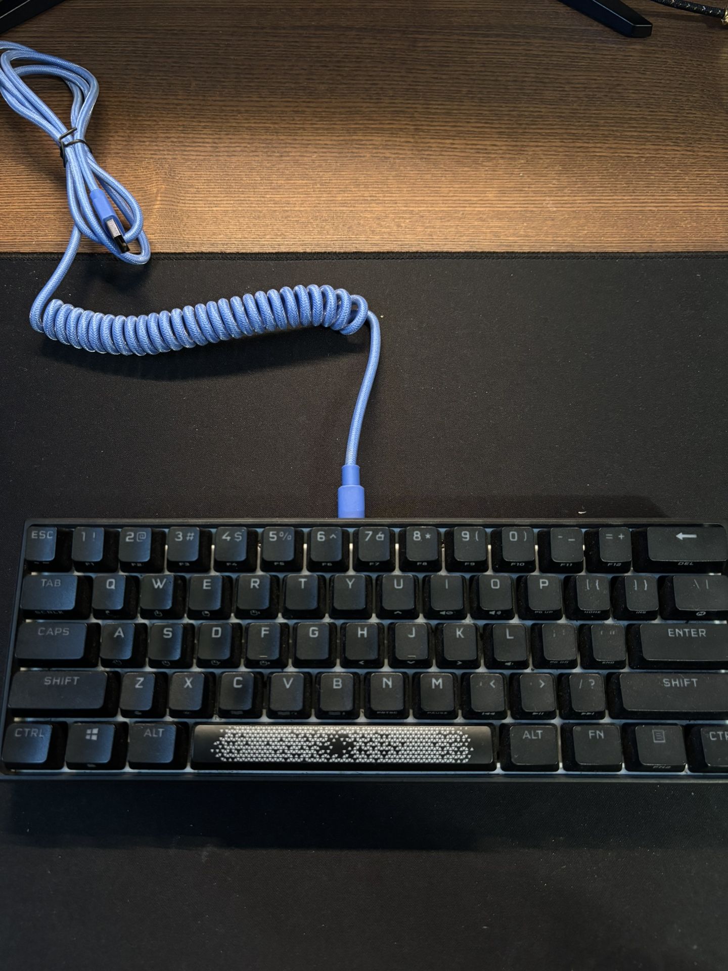 New Blue Coiled USB-C Mechanical Keyboard Cable
