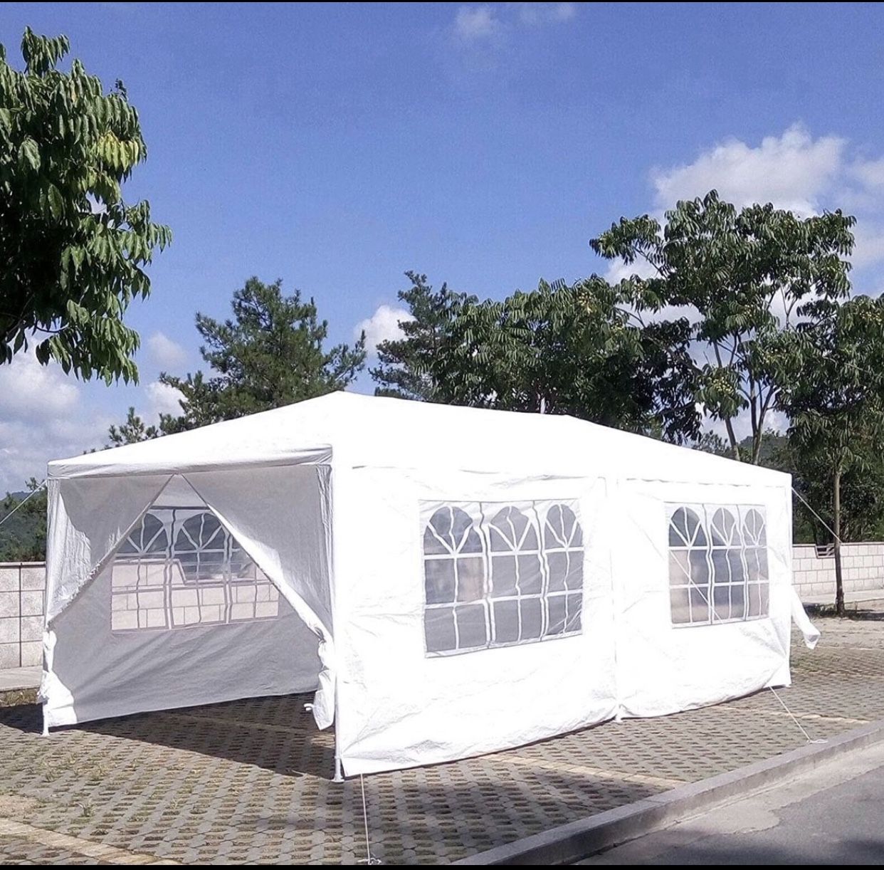 10 X 20 White Party Tent Gazebo Canopy w/ 6 Removable Sidewalls