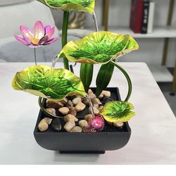 Water Fountain Indoor Waterfall Fountain Tabletop Fountain Lotus Desk Fountains mall Water Fountain Indoor Mini Waterfall Waterfall Iron Home Decor fo
