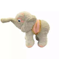 VTG 70’s Rushton Star Creation Gray n Pink Elephant Plush Stuffed Animal