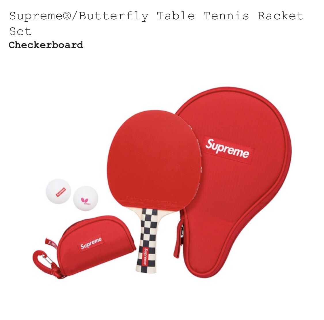 Supreme®/Butterfly Table Tennis Racket Set Style: Checkerboard