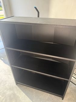 Black Wood Bookcase with 3 Shelves