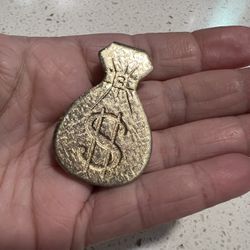 Vintage gold tone money bag - money clip