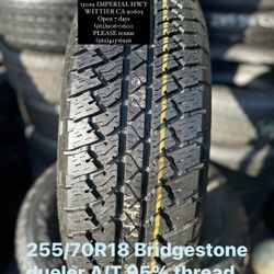 SET OF FOUR USED TIRES ALMOST NEW BRDGESTONE AT 255/70/18 