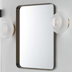 TEHOME 24x36 inch Oil Rubbed Bronze Metal Framed Bathroom Mirror for Wall in Stainless Steel Black 