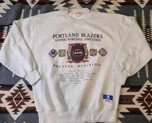 Vintage 90s Nutmeg NBA Portland TRAILBLAZERS  Gray Sweatshirt XL USA embroidered