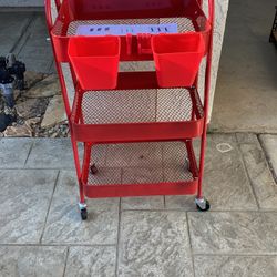 Fresno New Red Metal Bar Cart - Firm Price $20