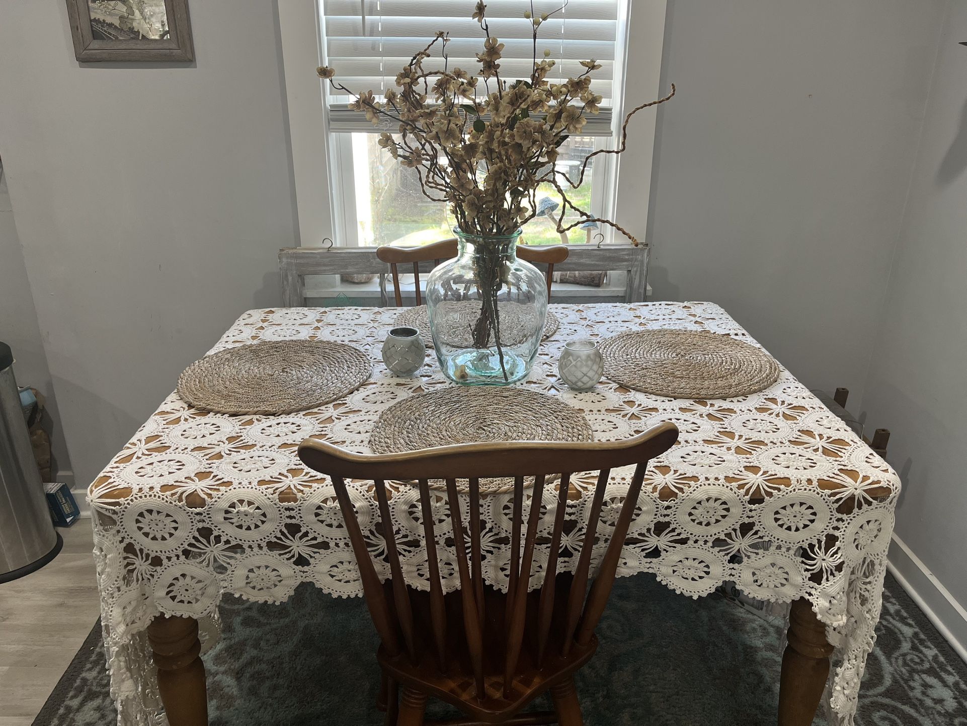 Wooden Table w/ Leaf and 2 Chairs