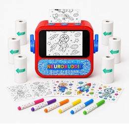 Al Sticker Printer for Kids, Voice Activated Sticker Maker with Screen Preview, 6 Rolls Paper, Inkless Thermal Printer for Coloring Stickers, DIY Craf