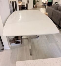 White Gloss Dining Table with Chrome Base