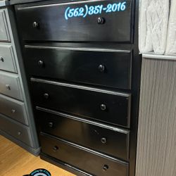 Black Pinewood 2 Knob Dresser Chest Cajonera Comoda Bonita 