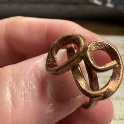 HandCrafted  Double Circle Design Flat Copper Wire Ring For Arthritis Size 5