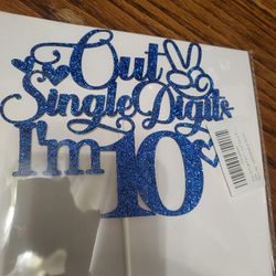10th Birthday Banner And Cake Topper