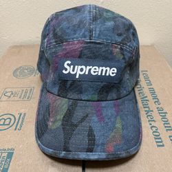 Supreme Washed Canvas Camp Cap (SS24) - Navy Camo