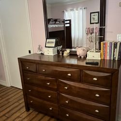 Dresser With Mirror- Cherry Wood