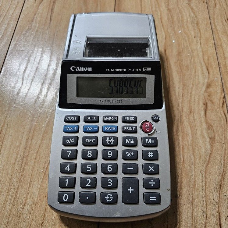Canon P1-DH V Palm Printer Adding Machine Tax & Business 12 Digit Calculator TESTED & Only Works with Batteries 8 in