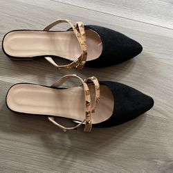 Women’s Designer Look Black Slides Shoes Size 8