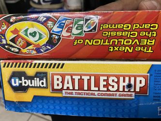 UNO Flip & Hasbro U-Build Battleship Board Games