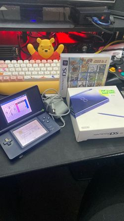 Nintendo DS Lite Blue W/ Original Box, Charger And Preloaded Games