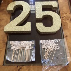 13” Big Wood Numbers And Decoration For Cupcakes 28 ( Glittered) 