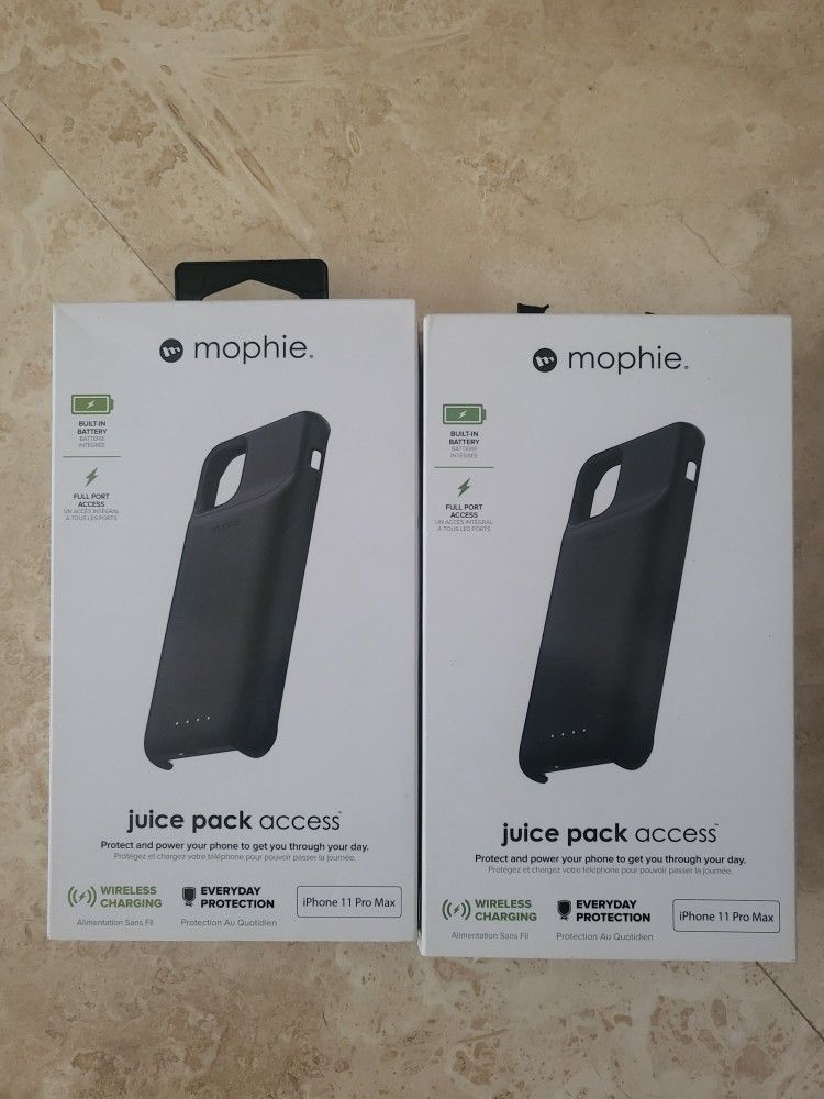 (2x) - Mophie Juice Pack Access Protective Battery Case for iPhone 11 Pro Max - Black