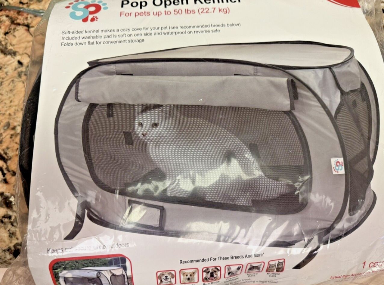 Designs Large Pop Open Kennel Portable CAT/DOG Cage 31" X20" X 20" 50LB