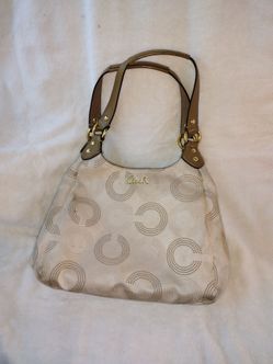 Coach Handbag Purse , Multi Compartments , Cream & Tan