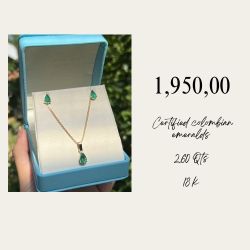 Emerald set earrings and necklace 