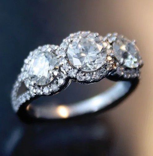 "Big Round Dainty Aristocracy Fashion Silver Romantic Eternity Ring, K981
 
 