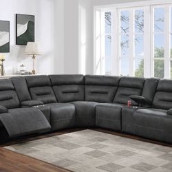Brand New Reclining Gel Leather Sectional Sofa Set 