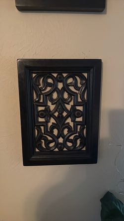 Black Carved Wood Decorative Wall Panel