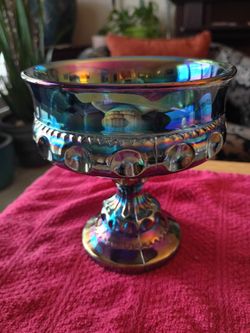 Indiana carnival glass king thumbprint compote