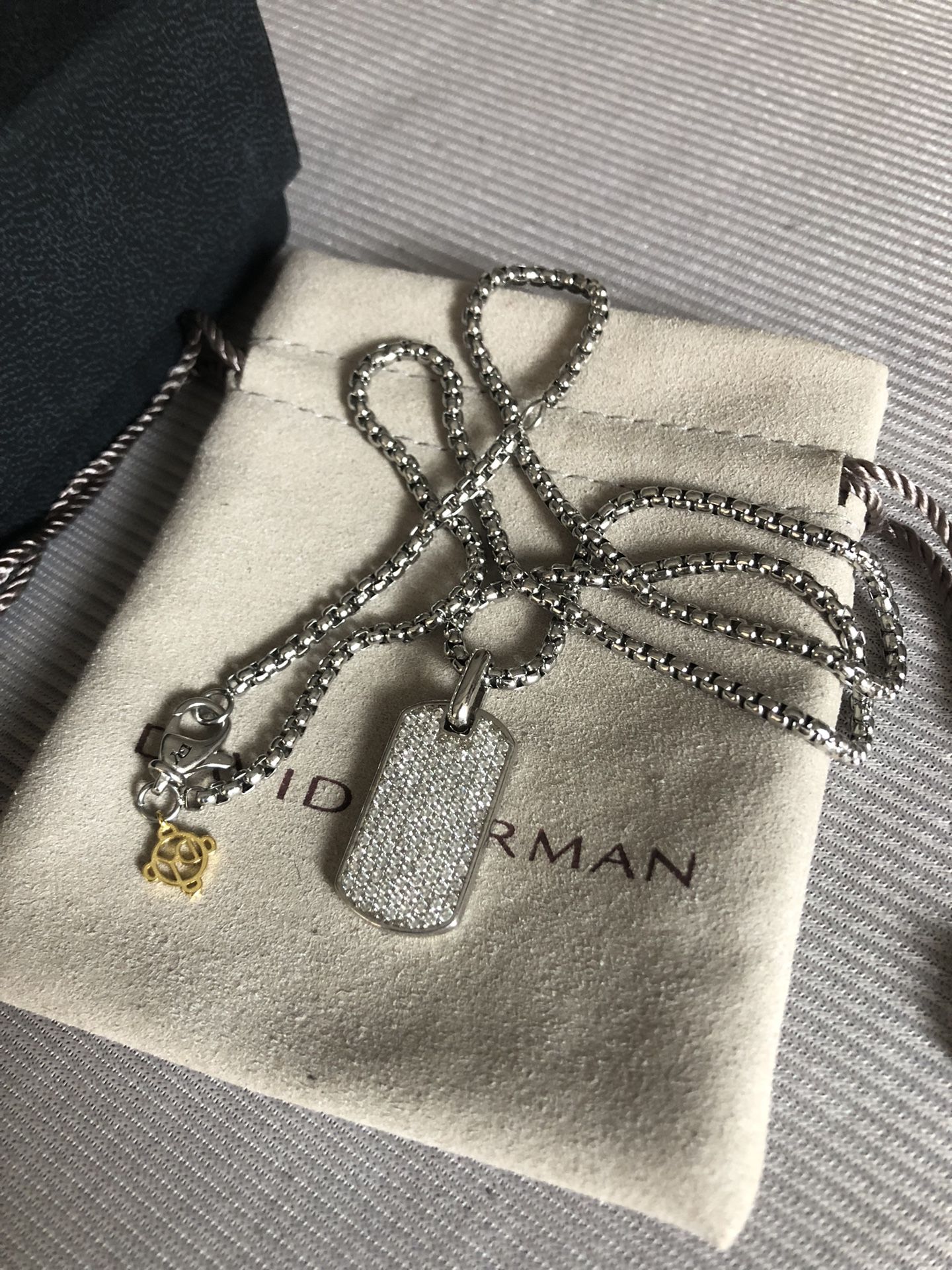 David Yurman 21" White Dog Tag Pendant