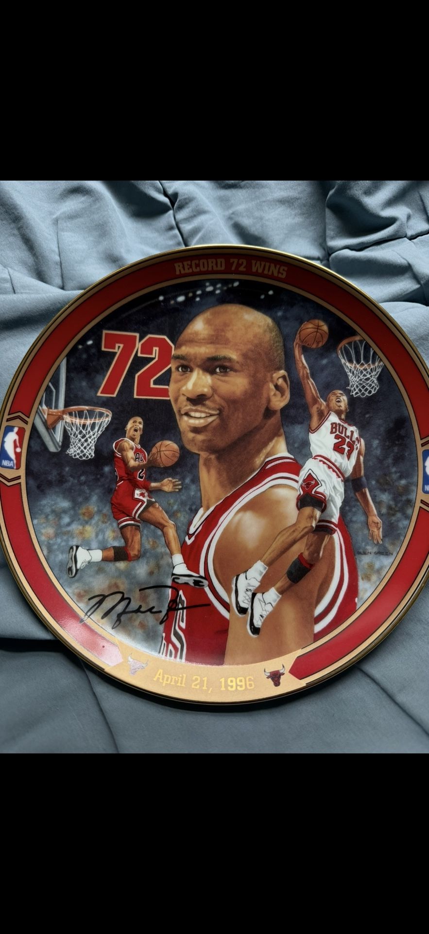 Michael Jordan Record 72 Wins 1996 Collectors Plate 