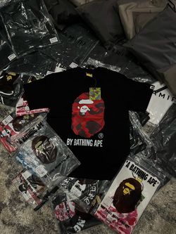 BAPE A Bathing Ape Black Red Camo T-Shirt