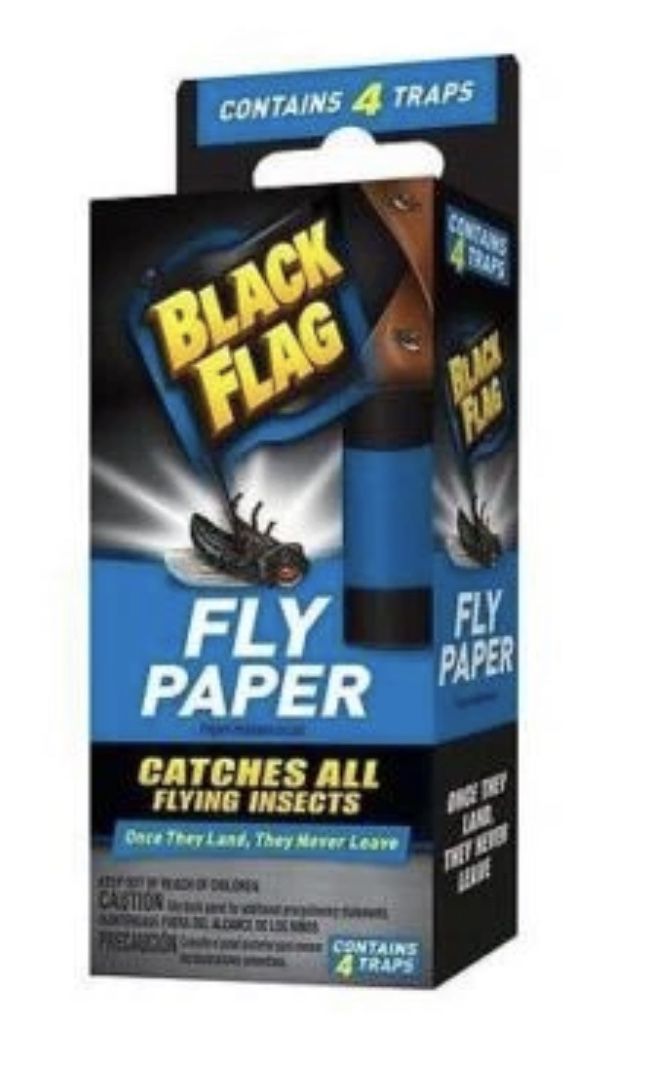 Black Flag Fly Paper, Catches All flying Insects - Contains 4 Traps