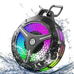 Bluetooth Shower Speaker, Suction Cup, Small Portable Wireless IPX7 Waterproof Outdoor Speakers, 15W Loud Stereo Sound Deep Bass, TWS Pairs, 6 Mode RG