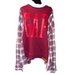 Reworked Upcycled Long Sleeve Shirt/Sweatshirt Casual  Size X-Large READ  Be aware all upcycled/reworked pieces are on of a kind. Since I am working w