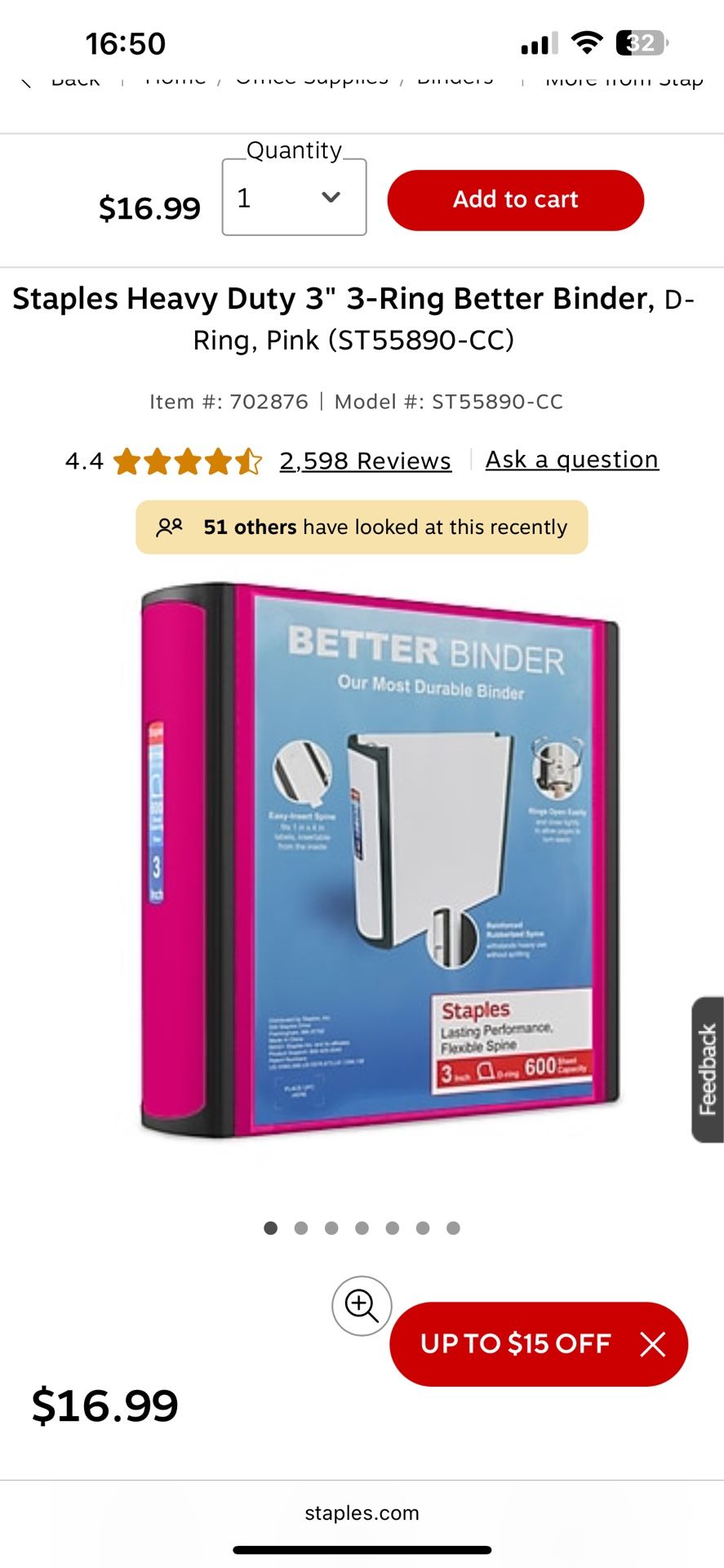 Binder Brand New 3 Inch Three Ring