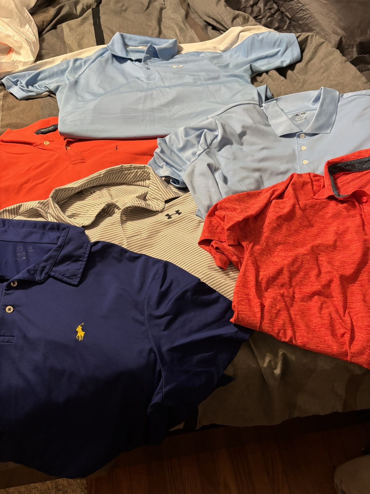 Mens Size 2XL Adidas, under Armour And Nautica Polo Short Sleeves