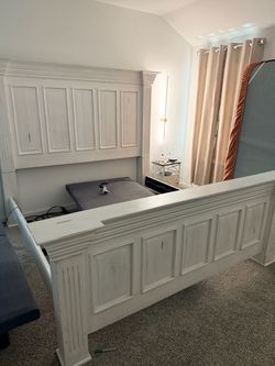 White Wood Panel Bed Frame King