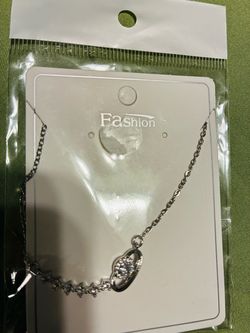 Silver Chain Necklace with Crystal Pendant