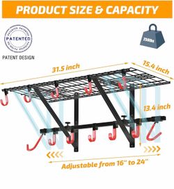 Garage Wall Shelving 1 Pack Includes 2 Bike Hooks, Wall Shelves Garage Organizer with Vertical Bike Hanger, Powder Coated Steel (1 Pack)