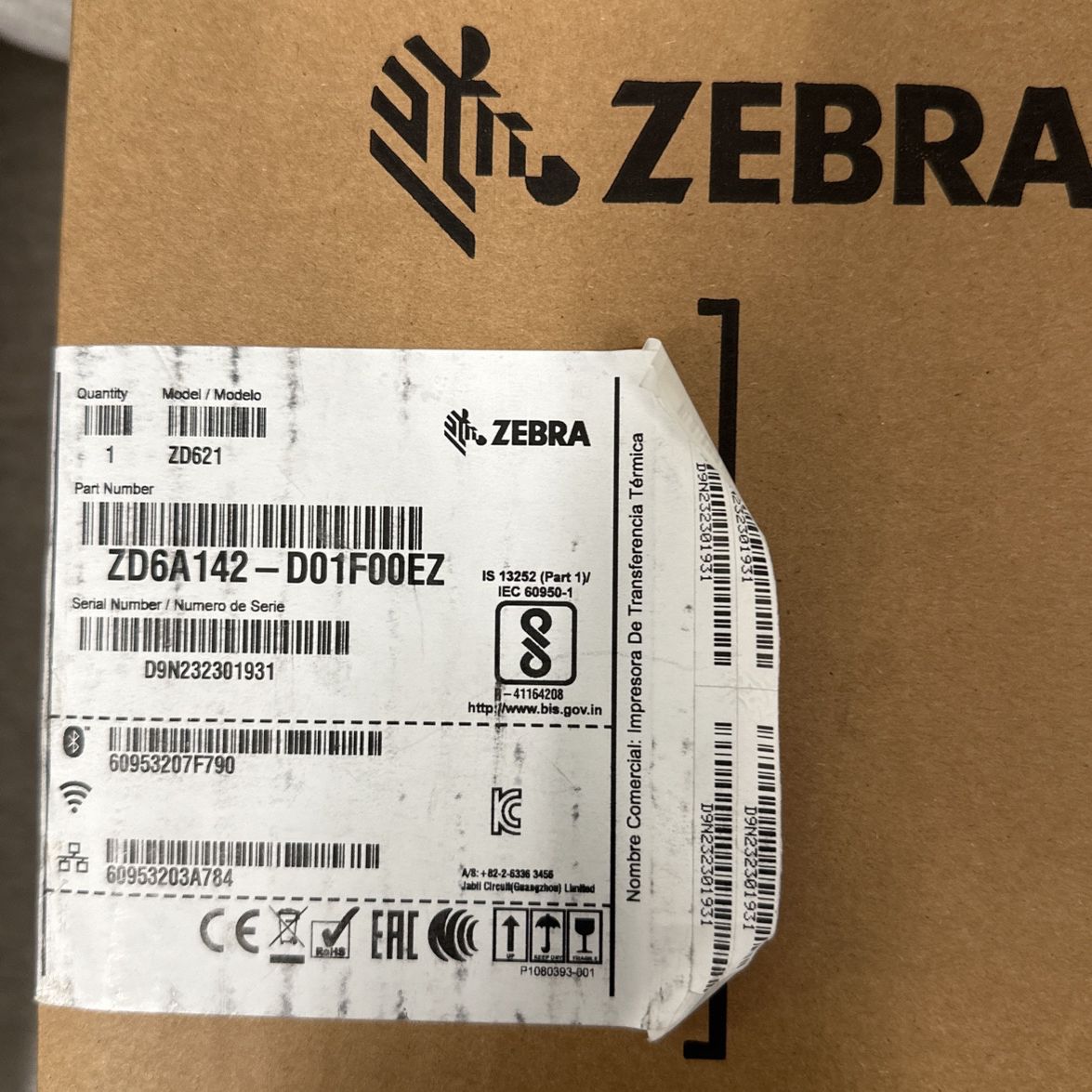 Zebra ZD621 - Label Printer - New In Box - Retail Price $640 