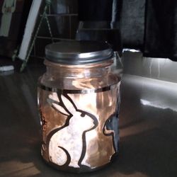 Rabbit Candle Holder From Williams And Sonoma Glass Beautiful Jar With Painted Rabbits
