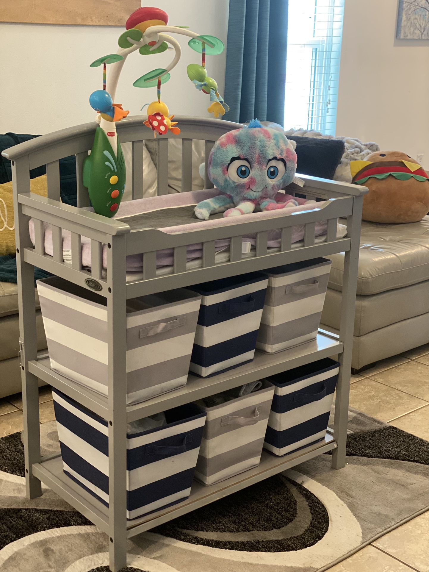 Assembled Diaper Changer (Striped Baskets not Included In Price)