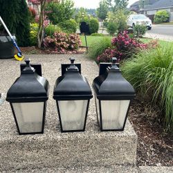 Three Black Outdoor Lights 