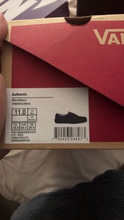 Vans Blk/Blk Authentic Sz 11 Men’s