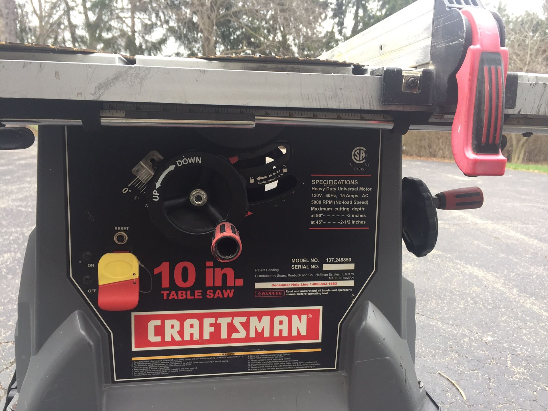 Craftsman table saw sale 137.248